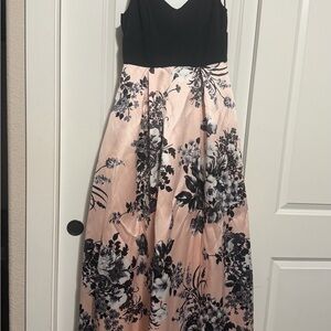 Floral Maxi Dress with Black Bodice